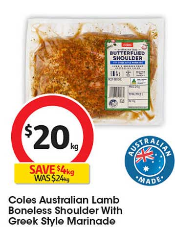 Coles Australian Lamb Boneless Shoulder With Greek Style Marinade