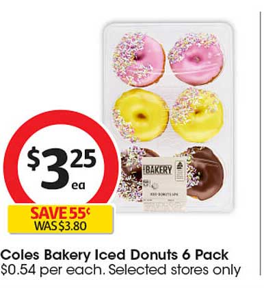 Coles Bakery Iced Donuts 6 Pack