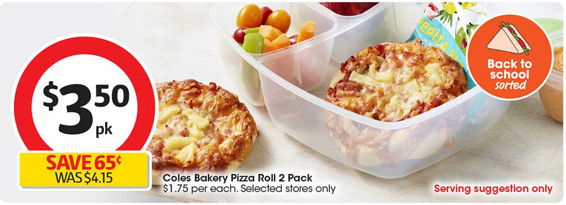 Coles Bakery Pizza Roll 2 Pack