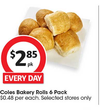 Coles Bakery Rolls 6 Pack