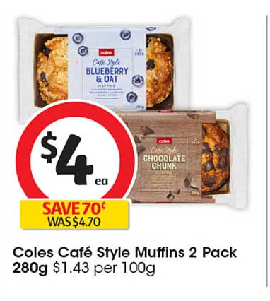 Coles Café Style Muffins 2 Pack