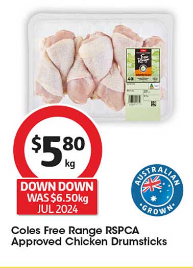 Coles Free Range RSPCA Approved Chicken Drumsticks