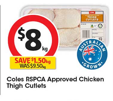 Coles RSPCA Approved Chicken Thigh Cutlets