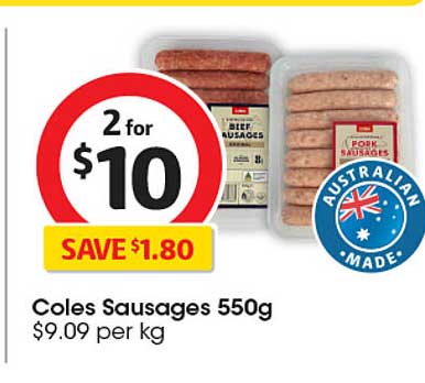 Coles Sausages 550g