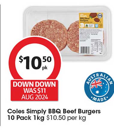 Coles Simply BBQ Beef Burgers