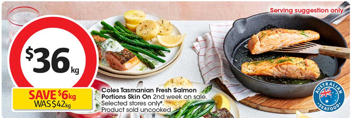 Coles Tasmanian Fresh Salmon Portions Skin On