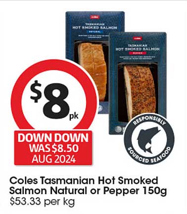 Coles Tasmanian Hot Smoked Salmon Natural or Pepper