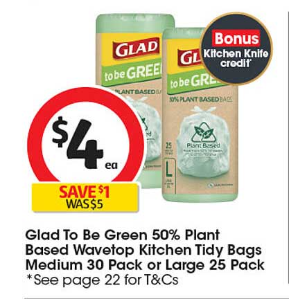 Glad To Be Green 50% Plant Based Wavetop Kitchen Tidy Bags