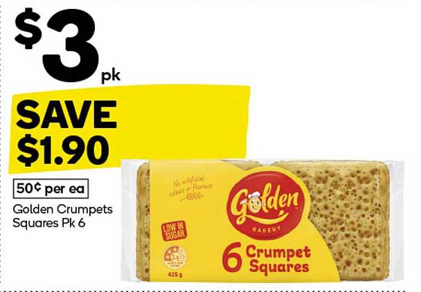 Golden Crumpet Squares Pk 6