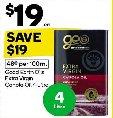 Good Earth Oils Extra Virgin Canola Oil