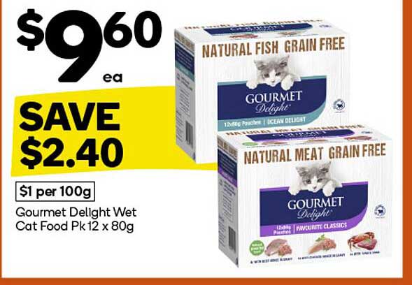 Gourmet Delight Wet Cat Food Pk 12 x 80g