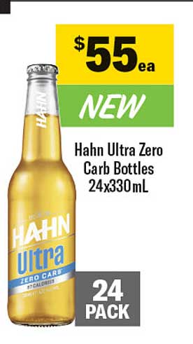 Hahn Ultra Zero Carb Bottles 24x330mL