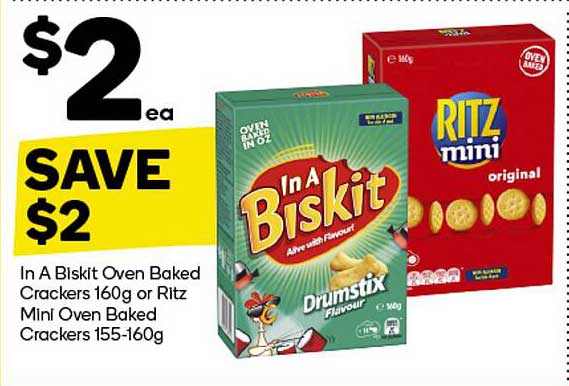 In A Biskit or Ritz Mini Oven Baked Crackers