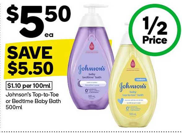 Johnson's Top-to-Toe or Bedtime Baby Bath