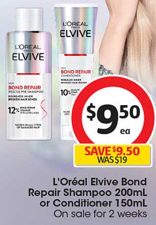 L'Oréal Elvive Bond Repair Shampoo 200mL or Conditioner 150mL