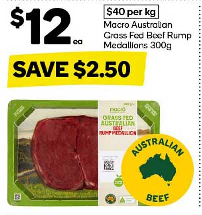 Macro Australian Grass Fed Beef Rump Medallions