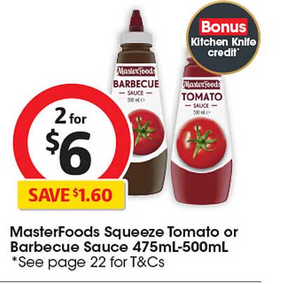 MasterFoods Squeeze Tomato or Barbecue Sauce