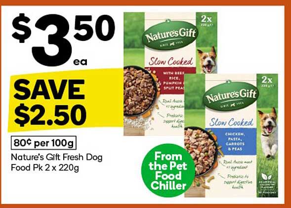 Nature's Gift Fresh Dog Food Pk 2 x 220g