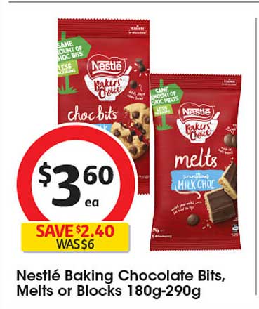 Nestlé Baking Chocolate Bits, Melts or Blocks