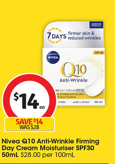 Nivea Q10 Anti-Wrinkle Firming Day Cream Moisturiser SPF30