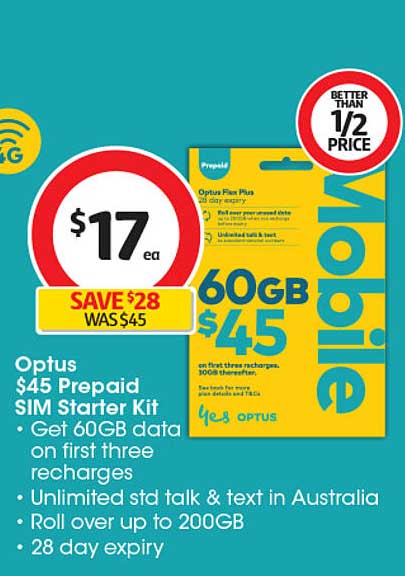 Optus $45 Prepaid SIM Starter Kit