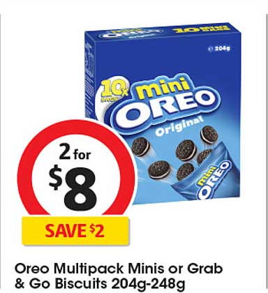 Oreo Multipack Minis or Grab & Go Biscuits