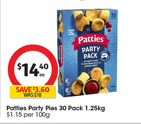 Patties Party Pies 30 Pack