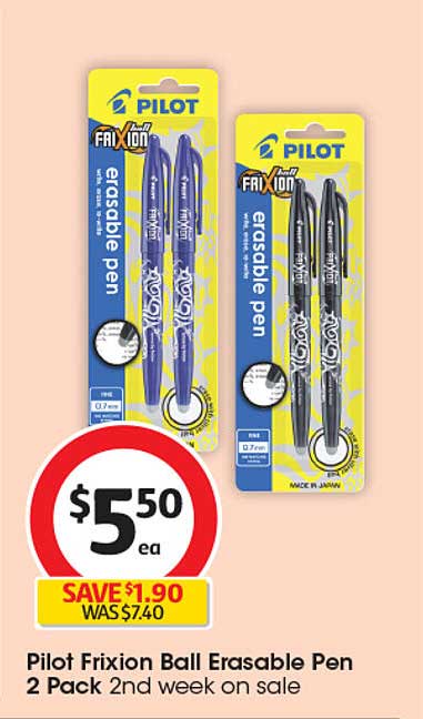 Pilot Frixion Ball Erasable Pen 2 Pack