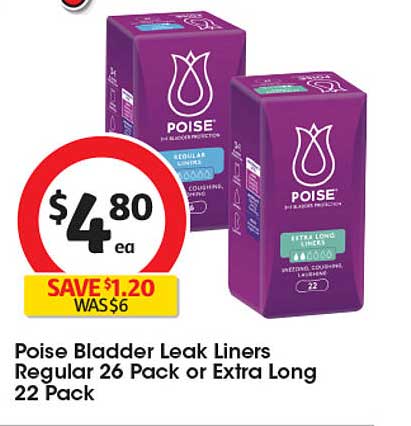 Poise Bladder Leak Liners Regular 26 Pack or Extra Long 22 Pack