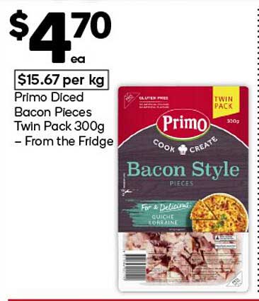 Primo Diced Bacon Pieces Twin Pack