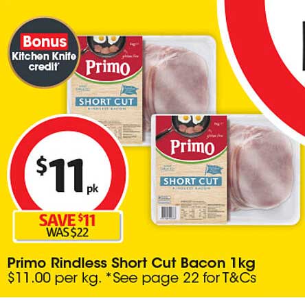 Primo Rindless Short Cut Bacon 1kg