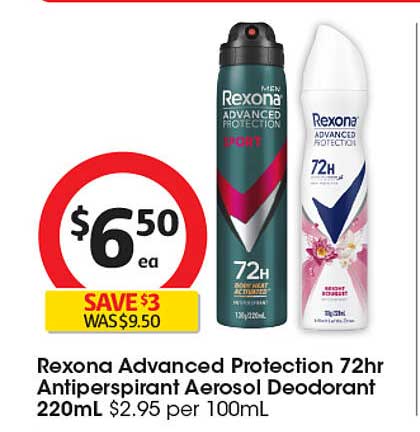 Rexona Advanced Protection 72hr Antiperspirant Aerosol Deodorant