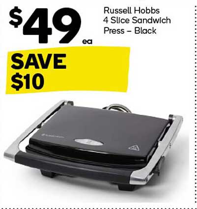 Russell Hobbs 4 Slice Sandwich Press - Black