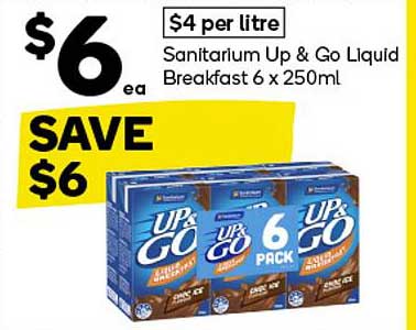 Sanitarium Up & Go Liquid Breakfast 6 x 250ml