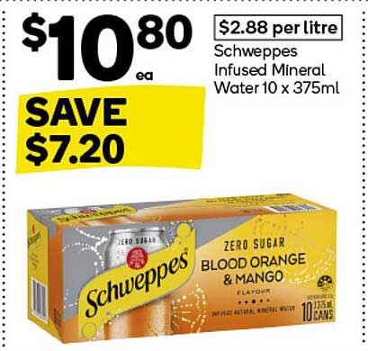 Schweppes Infused Mineral Water 10 x 375ml