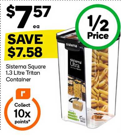 Sistema Square 1.3 Litre Tritan Container