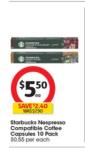 Starbucks Nespresso Compatible Coffee Capsules 10 Pack