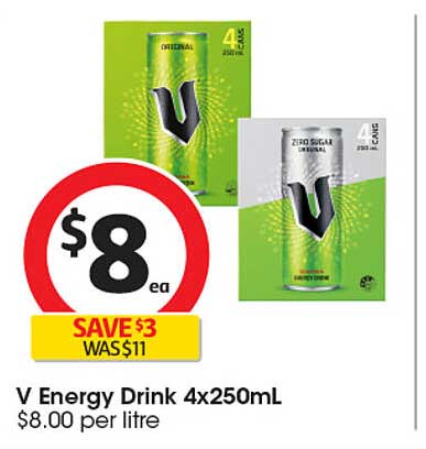 V Energy Drink 4x250mL