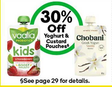 Vaalia Kids Strawberry Yoghurt & Custard Pouches