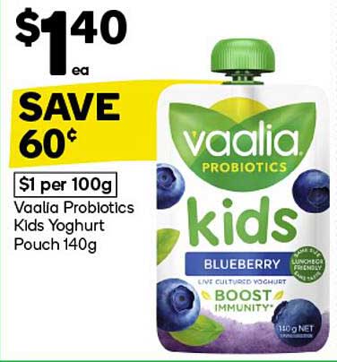 Vaalia Probiotics Kids Yoghurt Pouch