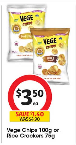 Vege Chips 100g or Rice Crackers 75g