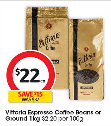 Vittoria Espresso Coffee Beans or Ground 1kg