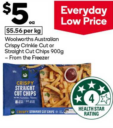 Woolworths Australian Crispy Crinkle Cut or Straight Cut Chips