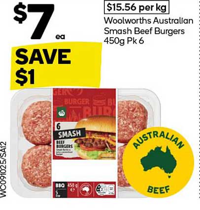 Woolworths Australian Smash Beef Burgers