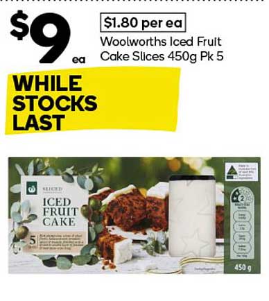 Woolworths Iced Fruit Cake Slices