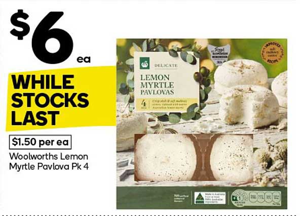 Woolworths Lemon Myrtle Pavlovas Pk 4