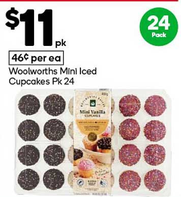 Woolworths Mini Iced Cupcakes Pk 24