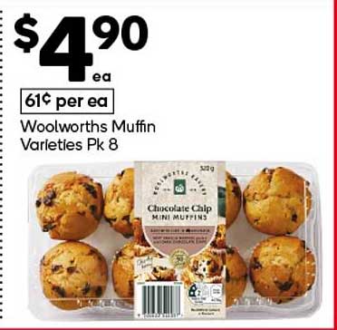 Woolworths Muffin Varieties Pk 8