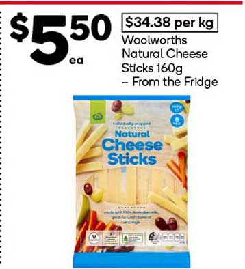 Woolworths Natural Cheese Sticks