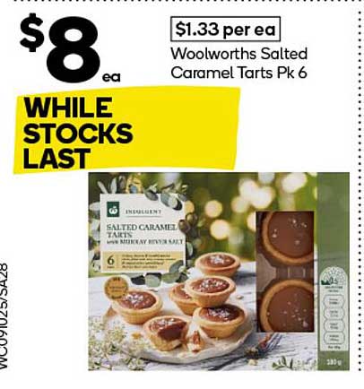 Woolworths Salted Caramel Tarts Pk 6